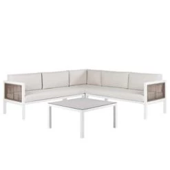 Beliani Loungeset BORELLO - Wit Aluminium