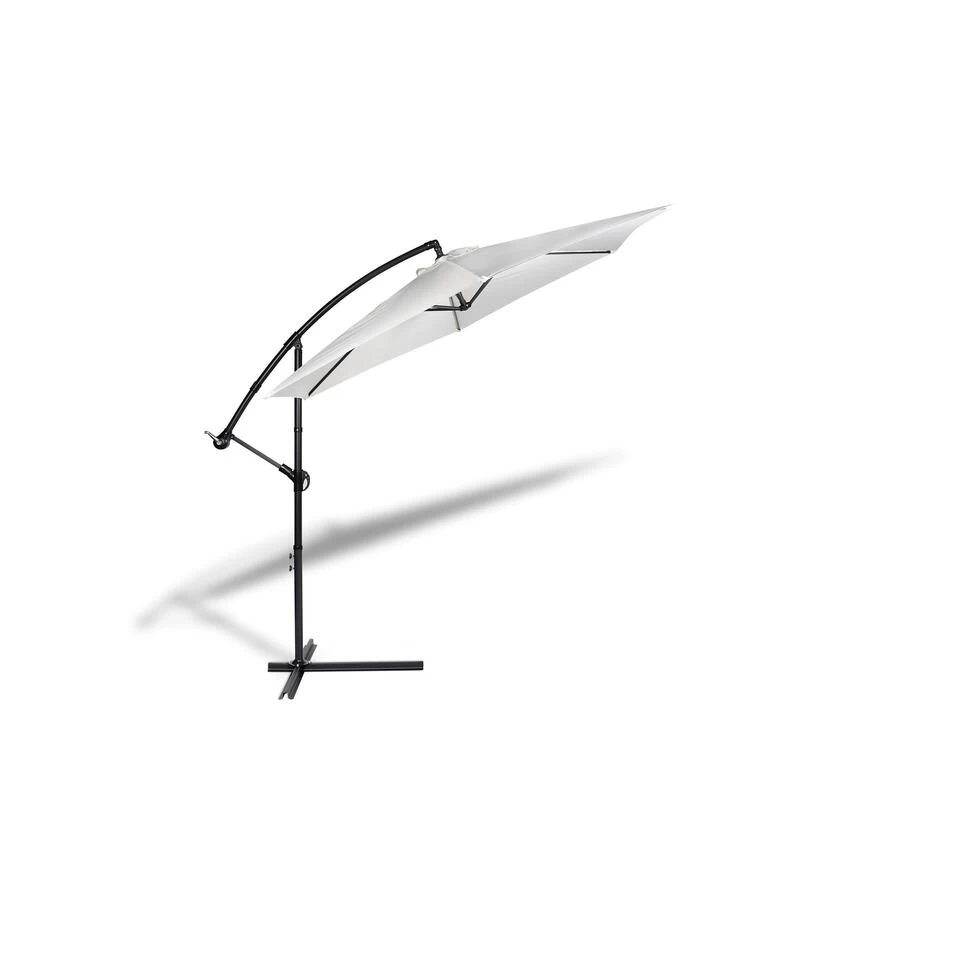 909 Outdoor Hangende Parasol Met Stalenframe In Wit - Afbeelding 3
