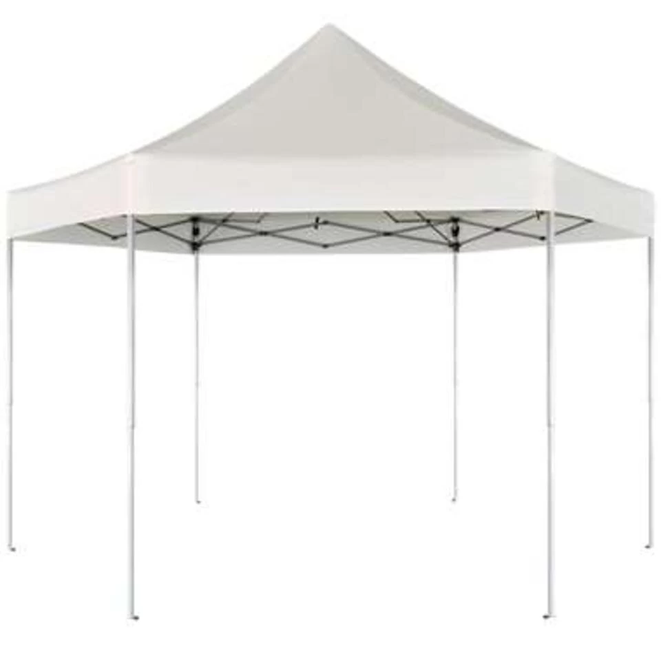 VidaXL Partytent Pop-up Zeshoekig Inklapbaar 3,6x3,1 M Crèmewit