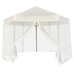 VidaXL Partytent Pop-up Zeshoekig Met 6 Zijwanden 3,6x3,1 M Crèmewit