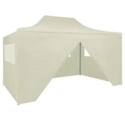 VidaXL Partytent Met 4 Zijwanden Inklapbaar 3x4 M Staal Crème