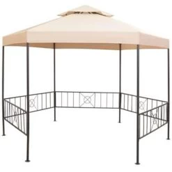 VidaXL Tuinprieel 323x265 Cm Hexagonaal Beige