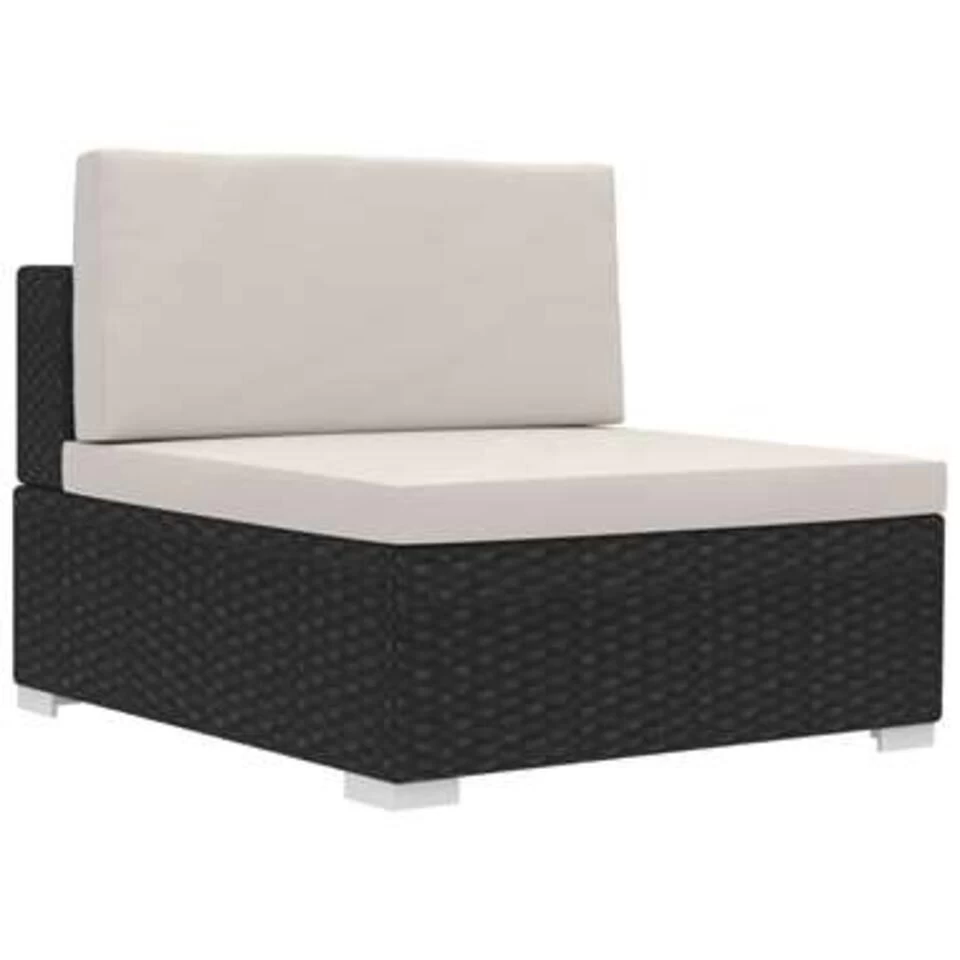 VidaXL 3-delige Loungeset Met Kussens Poly Rattan Zwart - Afbeelding 3