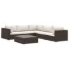 VidaXL 6-delige Loungeset Met Kussens Poly Rattan Bruin