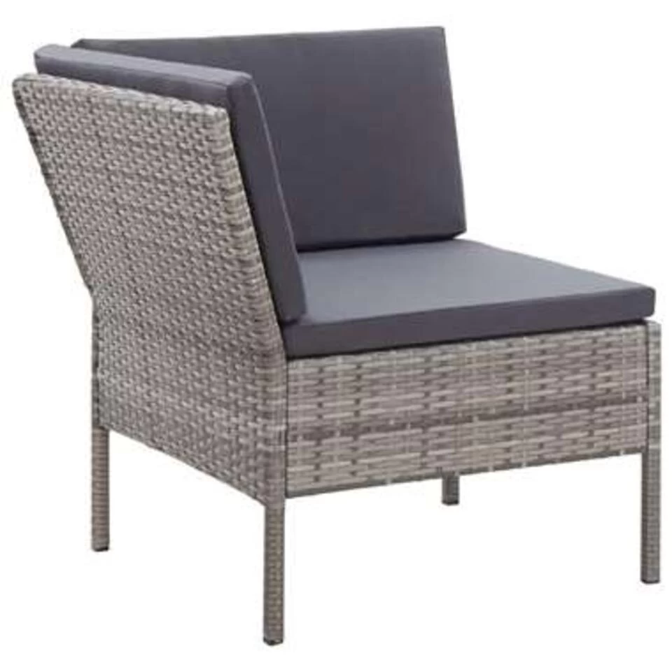 VidaXL 3-delige Loungeset Met Kussens Poly Rattan Grijs - Afbeelding 4