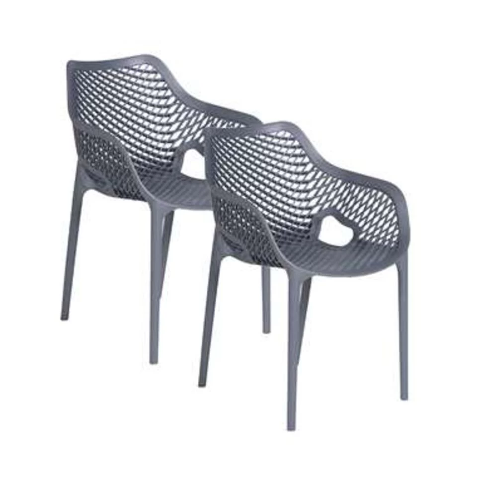 Garden Impressions Air XL Kunststof Tuinstoel Donker Grijs - 2 Stuks