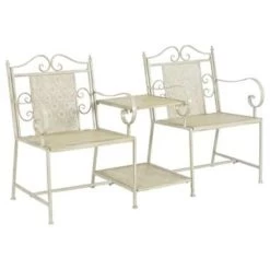 VidaXL Tuinbank 2-zits 161 Cm Staal Wit