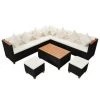 VidaXL 7-delige Loungeset Met Kussens Poly Rattan Zwart