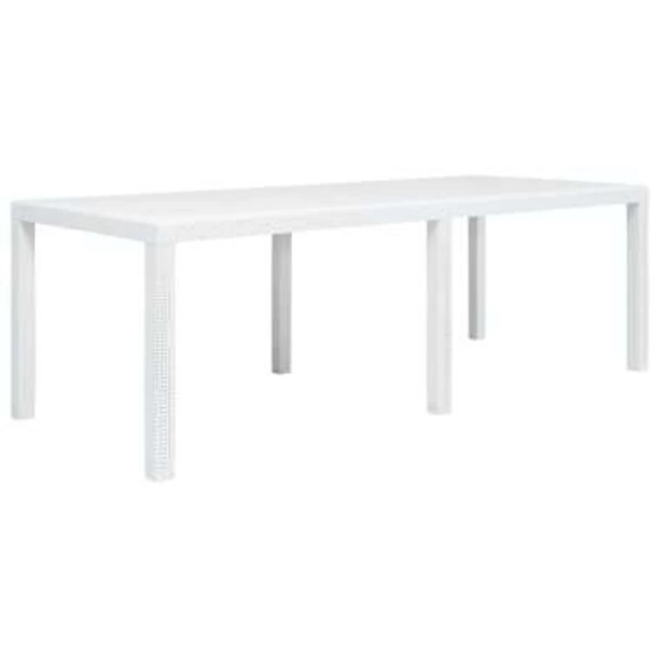 VidaXL Tuintafel 220x90x72 Cm Rattan-look Kunststof Wit