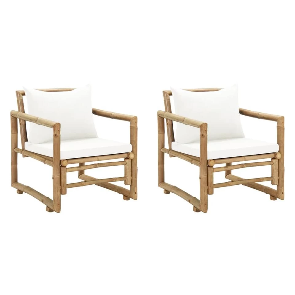 VidaXL Tuinstoelen 2 St Met Kussens Bamboe