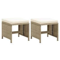 VidaXL Tuinkrukken 2 St Met Kussens Poly Rattan Beige