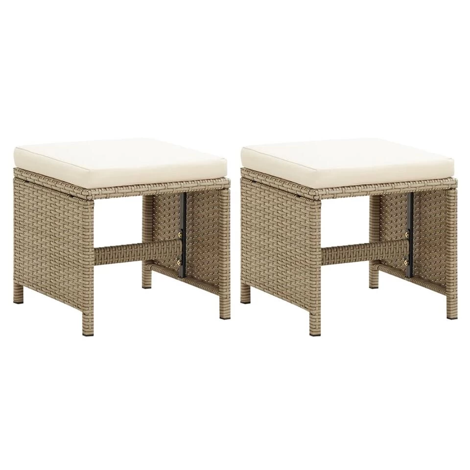 VidaXL Tuinkrukken 2 St Met Kussens Poly Rattan Beige