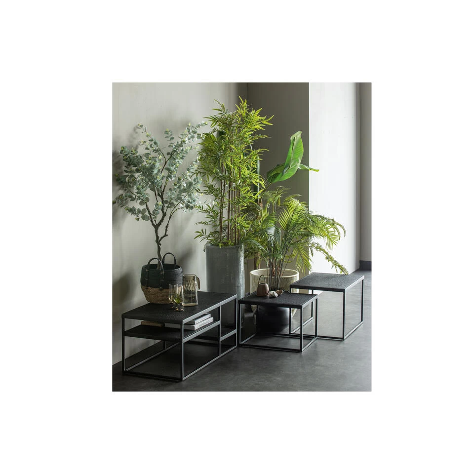 WOOOD Bijzettafels Buiten Febe - Metaal - Zwart - Set Van 2 - Afbeelding 2