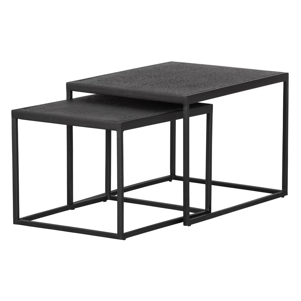 WOOOD Bijzettafels Buiten Febe - Metaal - Zwart - Set Van 2 - Afbeelding 4