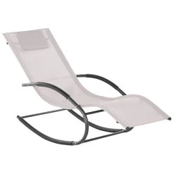 Beliani Tuinligstoel CARANO II - Beige Staal, Textiel