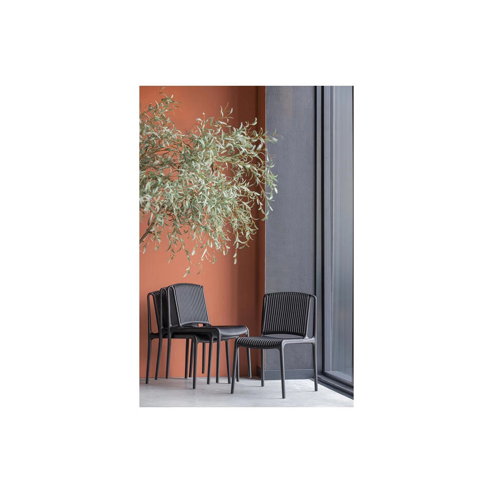 WOOOD Tuinstoel Billie - Kunststof - Zwart - Set Van 4 - Afbeelding 3