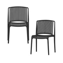 WOOOD Tuinstoel Billie - Kunststof - Zwart - Set Van 4