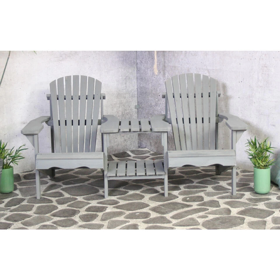 SenS-Line Adirondack Dubbele Tuinstoel - Hout - Grijs - Afbeelding 2