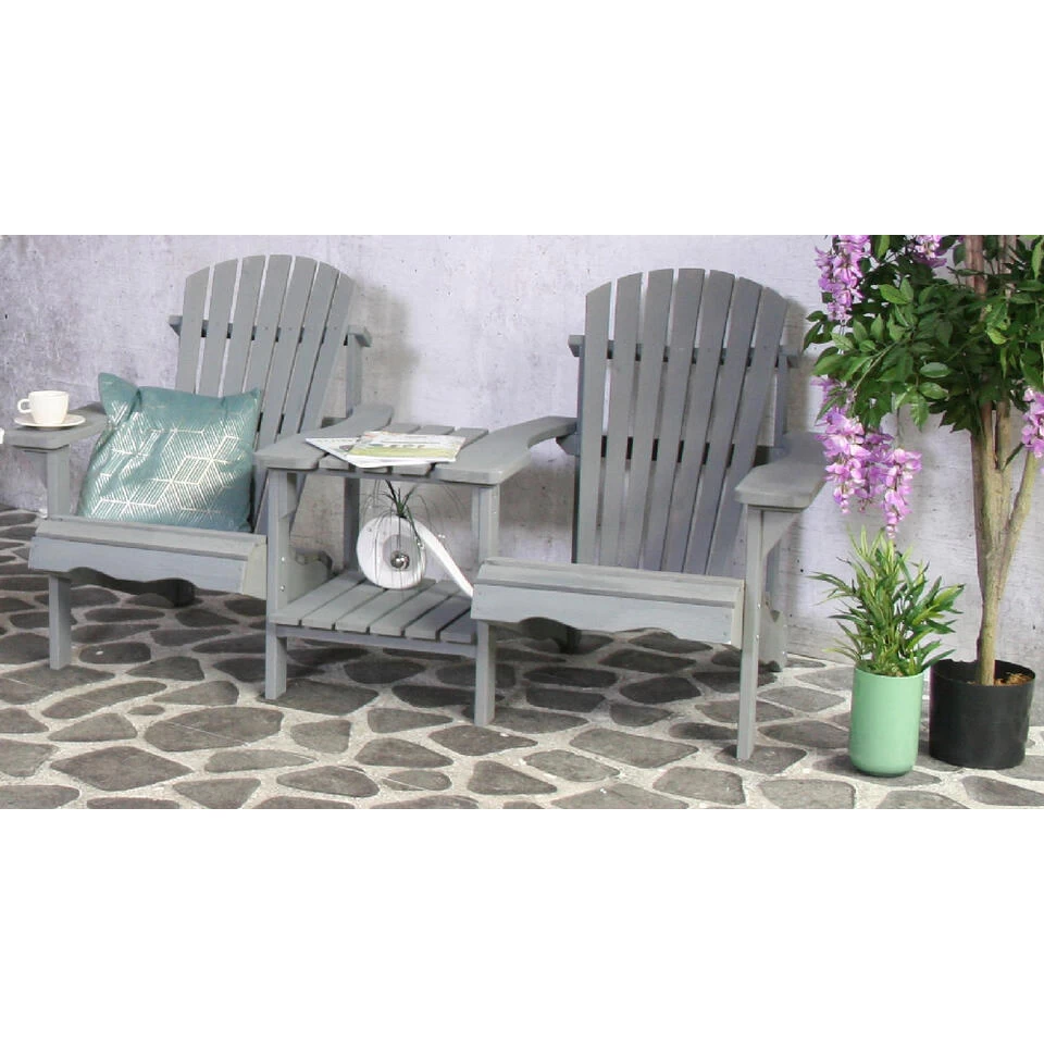 SenS-Line Adirondack Dubbele Tuinstoel - Hout - Grijs - Afbeelding 4