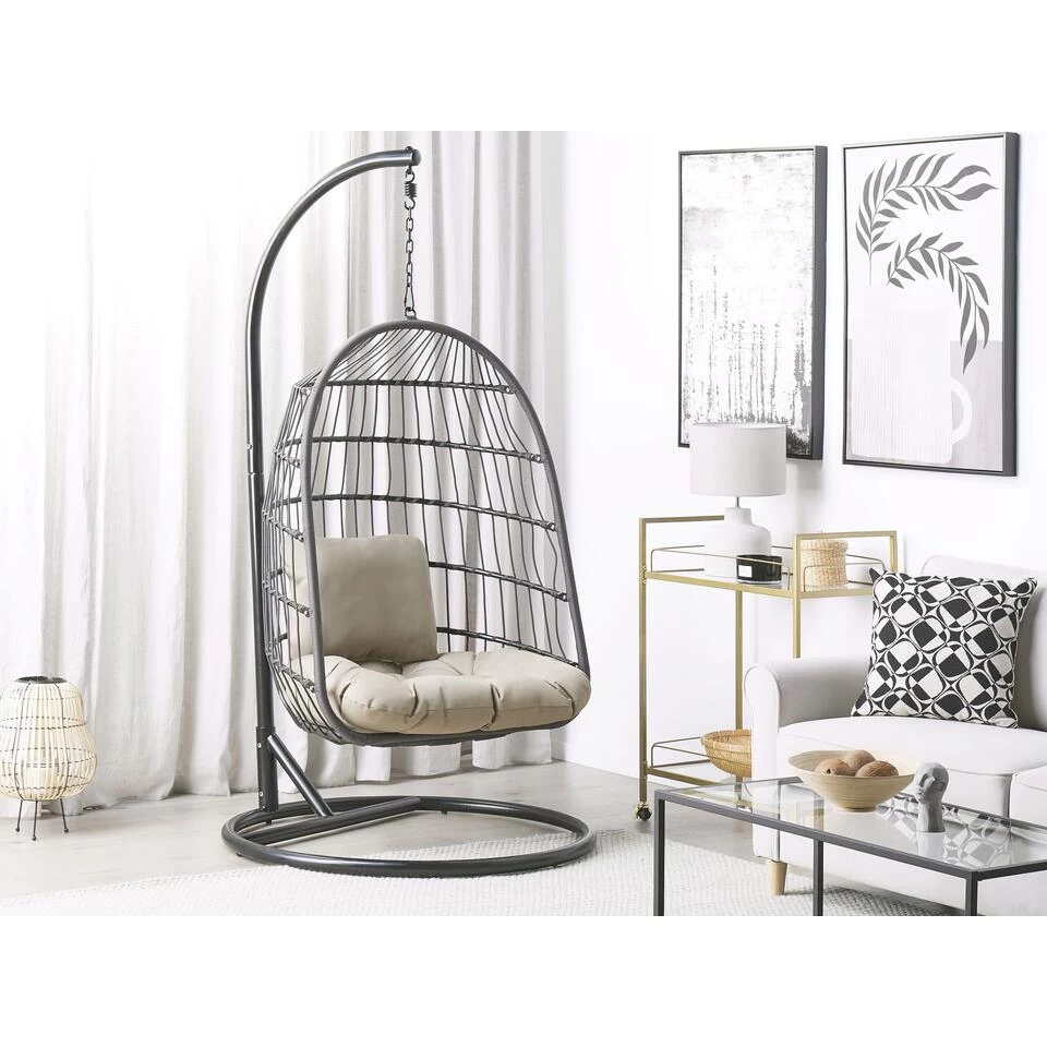 Beliani Hangstoel ALLERA - Zwart Polyester - Afbeelding 2