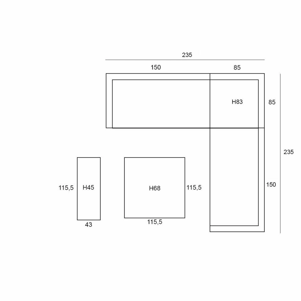 Garden Impressions Nika Hoek Loungebank - Donker Grijs -teak Look - Afbeelding 3