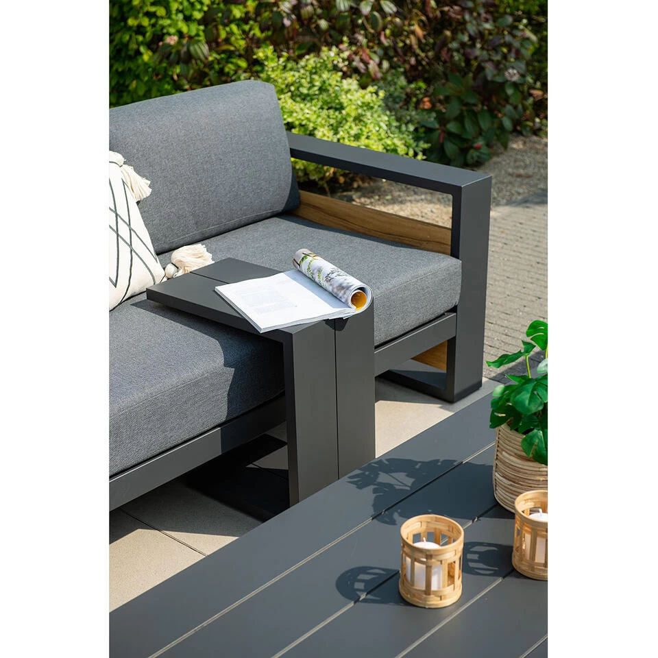 Garden Impressions Nika Hoek Loungebank - Donker Grijs -teak Look - Afbeelding 4