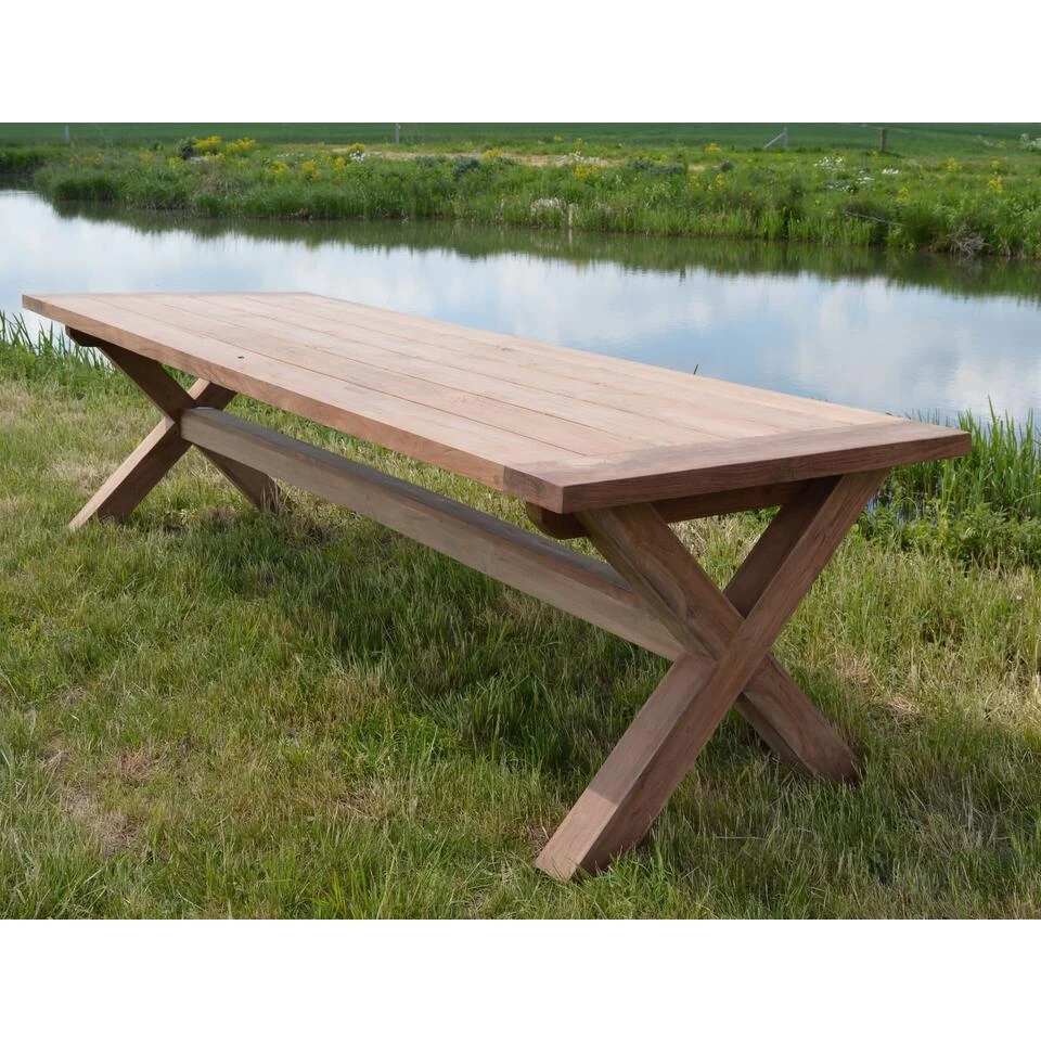 Livingfurn - Tuintafel Table Cross - 100x240x78 - Teakhout - Afbeelding 2