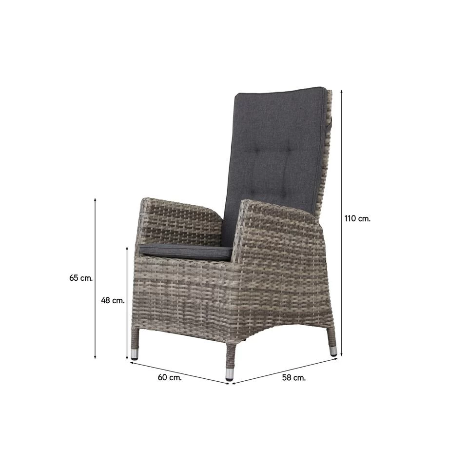 VDG Manhattan Wicker Verstelbare Tuinstoel - Dubbel Light Grey - Afbeelding 2