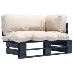 VidaXL Tuinbank Met Zandkleurige Kussens Pallet Grenenhout