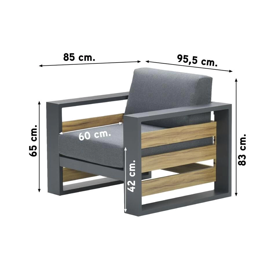 Garden Impressions Solo Lounge Fauteuil - Carbon Black/Mystic Grey - Afbeelding 2