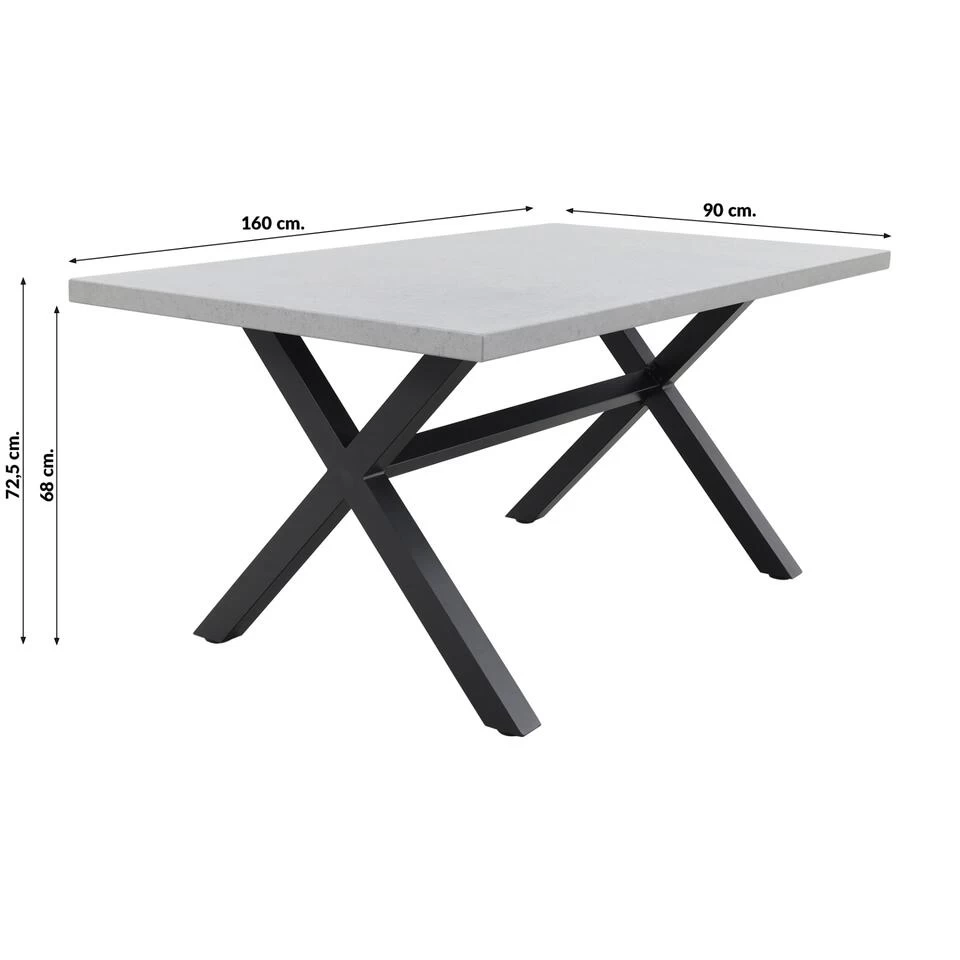 Verona Betonlook Tuintafel 160 X 90 Cm. - Black - Afbeelding 2