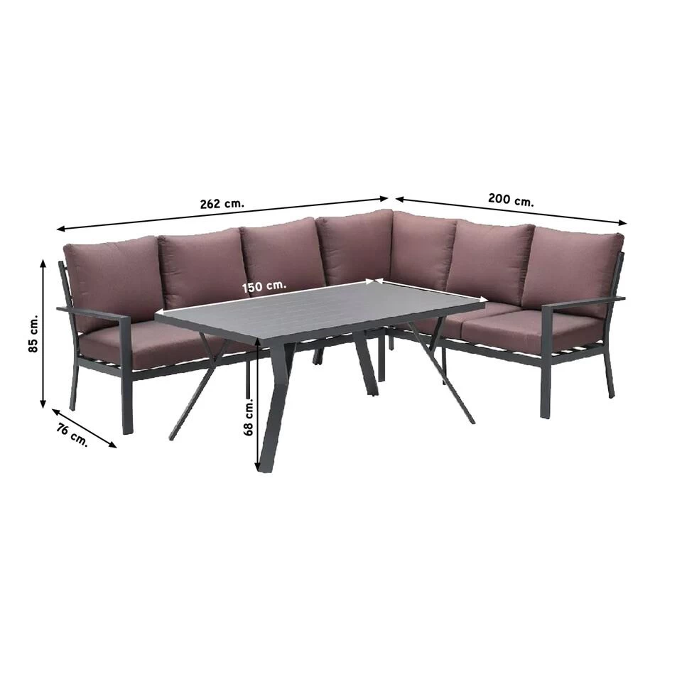 GI Sergio Lounge Dining Set 3-delig - Rechts - Black/Copper - Afbeelding 2