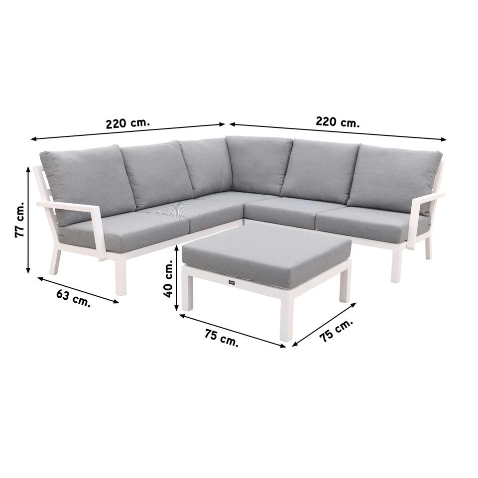 VDG Rockford Aluminium Loungeset Wit - 4-delig - Afbeelding 3