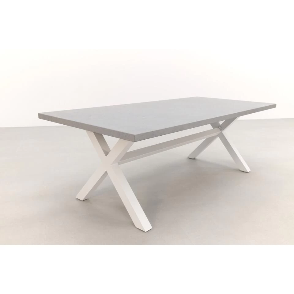 VDG Verona Betonlook Tuintafel 220 X 100 Cm. - White - Afbeelding 3