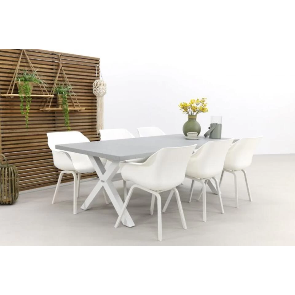 VDG Verona Betonlook Tuintafel 220 X 100 Cm. - White - Afbeelding 4
