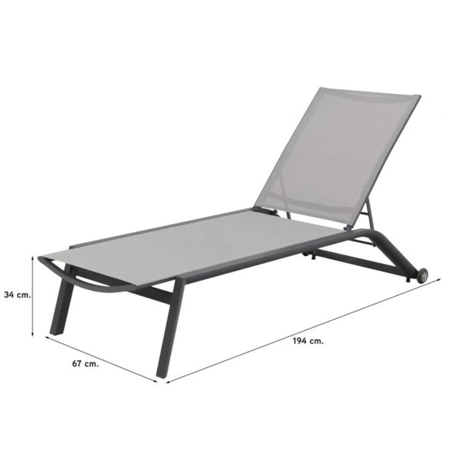 VDG Cairns Ligbedden + Bijzettafel Brasilia - Antraciet - Afbeelding 3