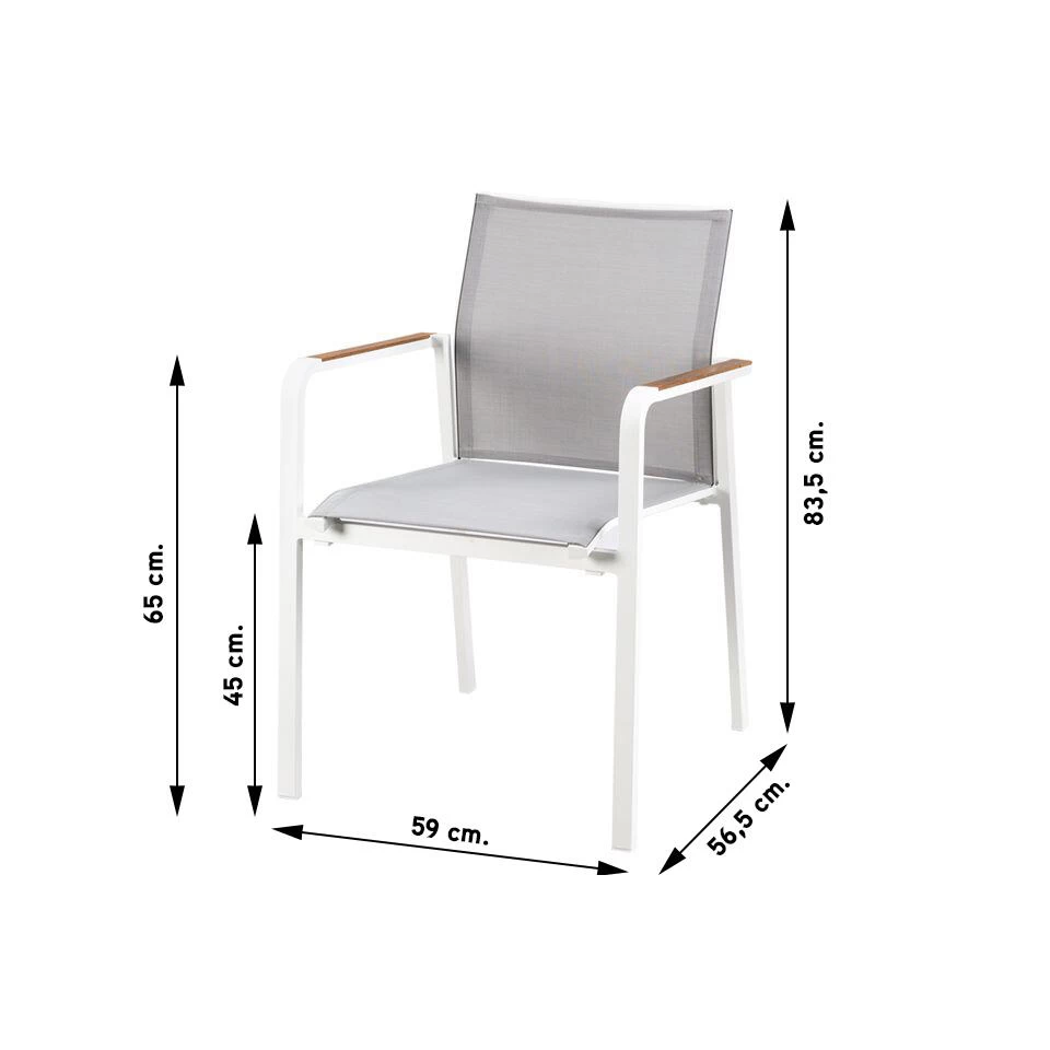 Tutti Stapelstoel Wit Met Teak - Afbeelding 2