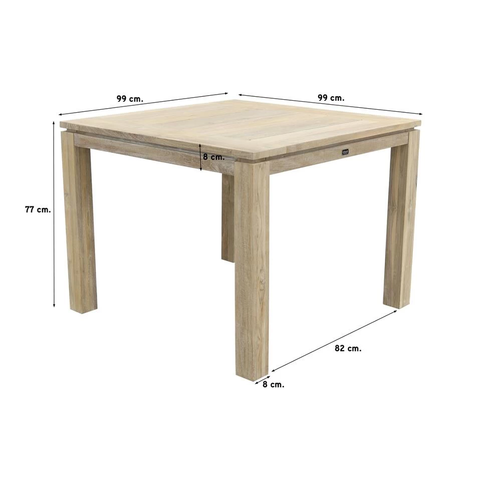 Allure Rome Teak Tuintafel 100 X 100 Cm. - Grey - Afbeelding 2