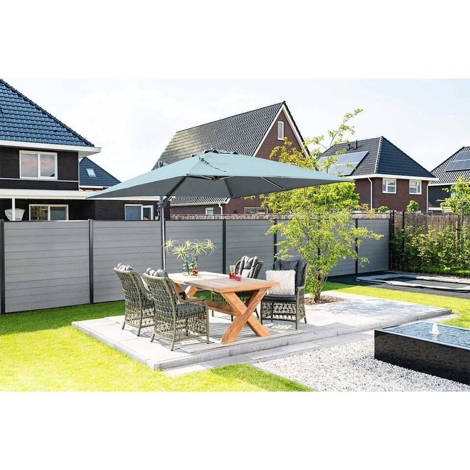 GIO Hawaii Deluxe Parasol 300x300cm - Frame D. Grijs - Doek M. Grijs - Afbeelding 2