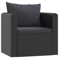 VidaXL Fauteuil Met Kussens Poly Rattan Zwart