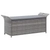 VidaXL Opbergbankje Met Kussen 138 Cm Poly Rattan Grijs