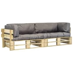 VidaXL 2-delige Loungeset Pallet Met Grijze Kussens Grenenhout