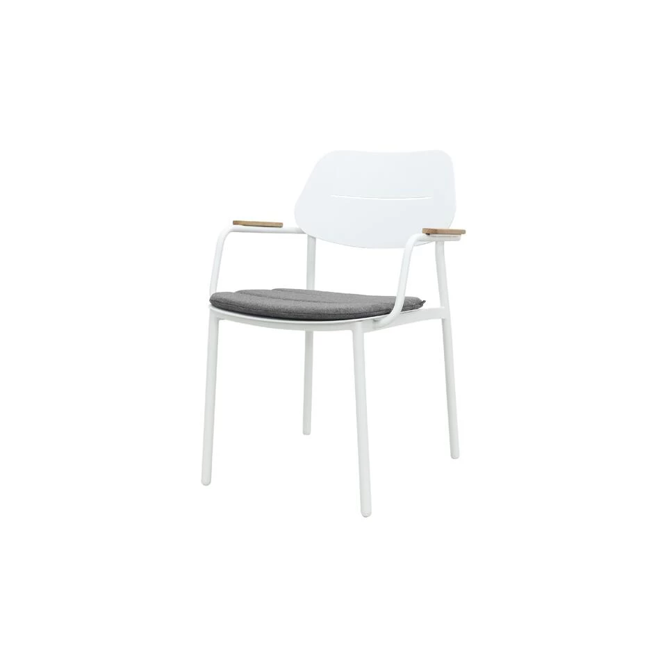 GreenChair Courage Dining Chair - Teak Armleuning - White