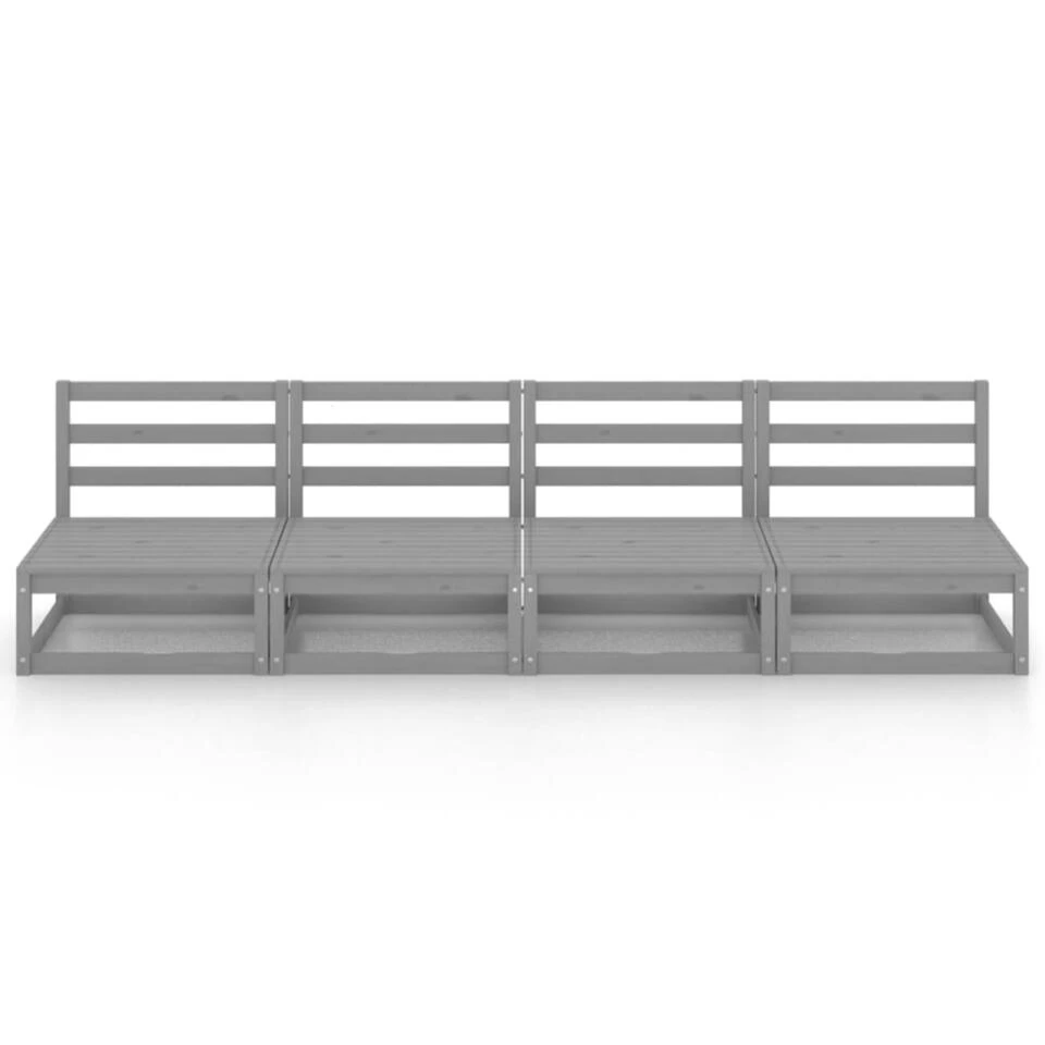 VidaXL Tuinbank 4-zits Massief Grenenhout Grijs - Afbeelding 3