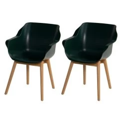 Set Van 2- Hartman Sophie Studio Diningstoel- Night Green- Teak Poot