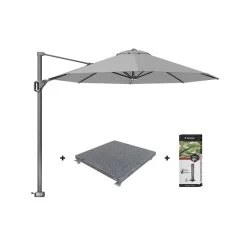 Platinum Voyager Ronde Zweefparasol T1 3 M. - Light Grey + Voet + Hoes