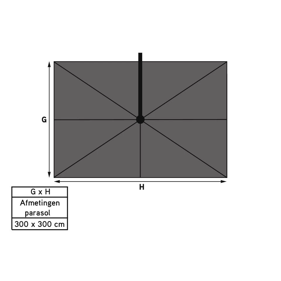 Platinum Challenger T1 Zweefparasol Premium 3x3 M. - Manhattan Grey - Afbeelding 4