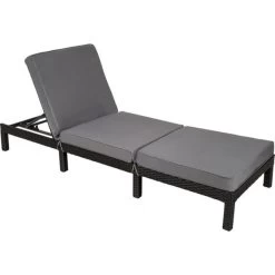 Tectake Wicker Ligstoel Zwart - Ligbed Voor Tuin