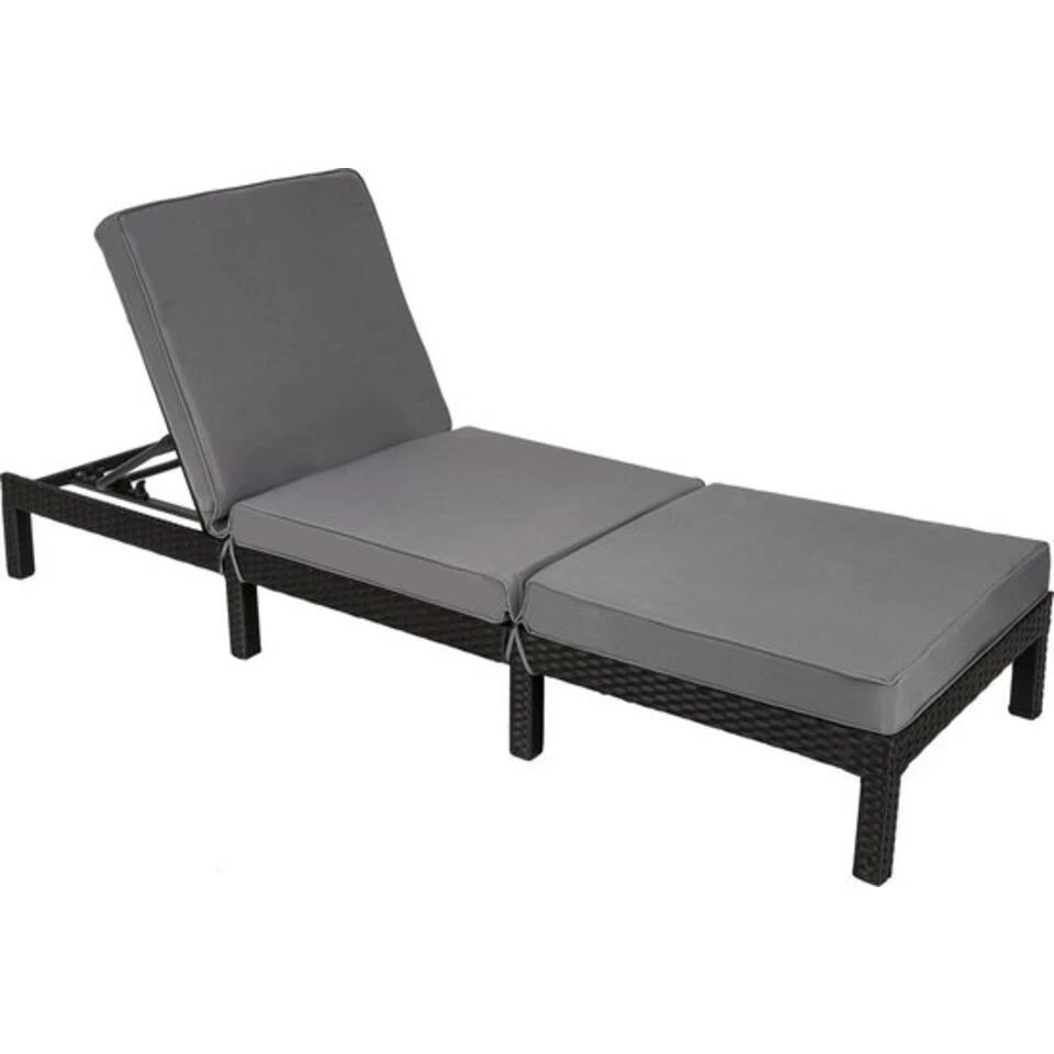 Tectake Wicker Ligstoel Zwart - Ligbed Voor Tuin