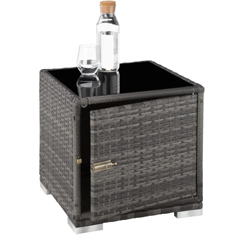 Tectake - 2 Aluminium Ligbedden Incl. Tafel-Wicker Tuinset -grijs - Afbeelding 3